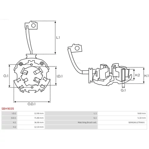 Držiak uhlíkov SBH9035 /AS-PL/ - obr. 1