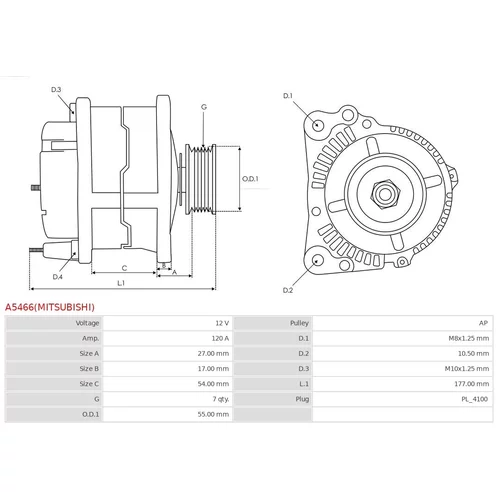 Alternátor AS-PL A5466(MITSUBISHI) - obr. 4