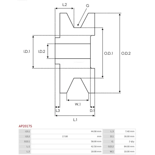 Remenica alternátora AP2017S /AS-PL/ - obr. 3