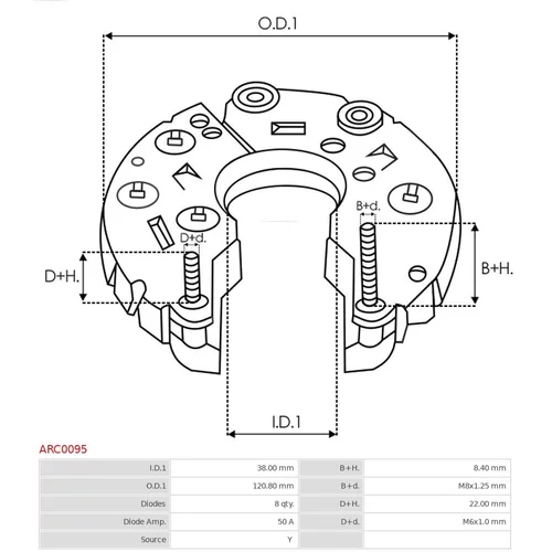 Usmerňovač alternátora AS-PL ARC0095 - obr. 2