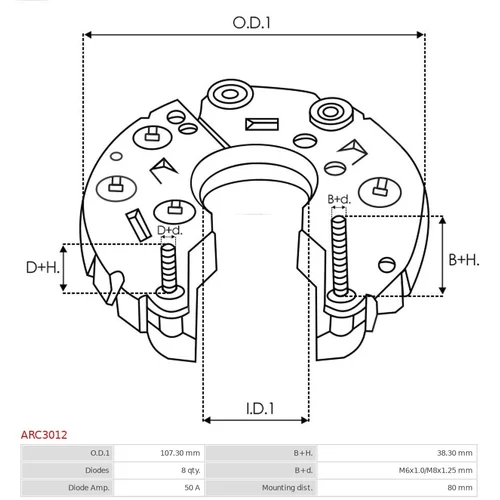 Usmerňovač alternátora AS-PL ARC3012 - obr. 2