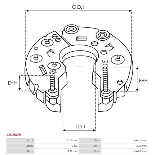 Usmerňovač alternátora AS-PL ARC9029 - obr. 2