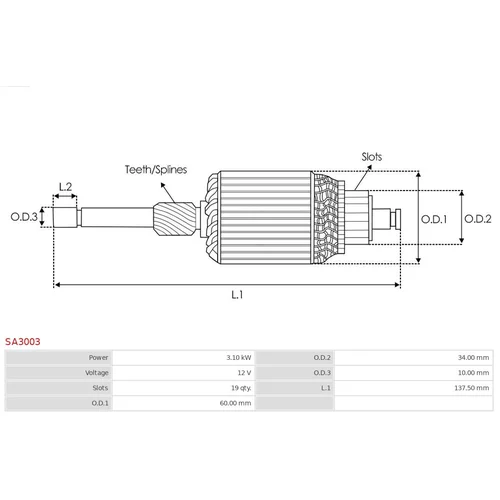 Rotor štartéra AS-PL SA3003 - obr. 1