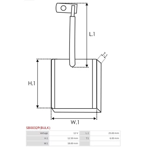 Uhlíkový zberač štartéra SB0032P(BULK) /AS-PL/ - obr. 1