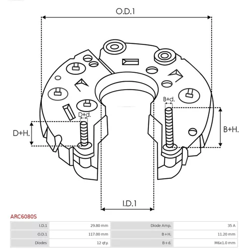 Usmerňovač alternátora AS-PL ARC6080S - obr. 2