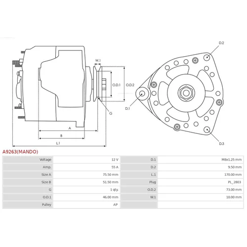 Alternátor A9263(MANDO) /AS-PL/ - obr. 5