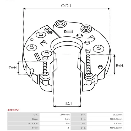 Usmerňovač alternátora AS-PL ARC0055 - obr. 2