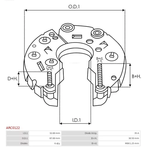 Usmerňovač alternátora AS-PL ARC0122 - obr. 2