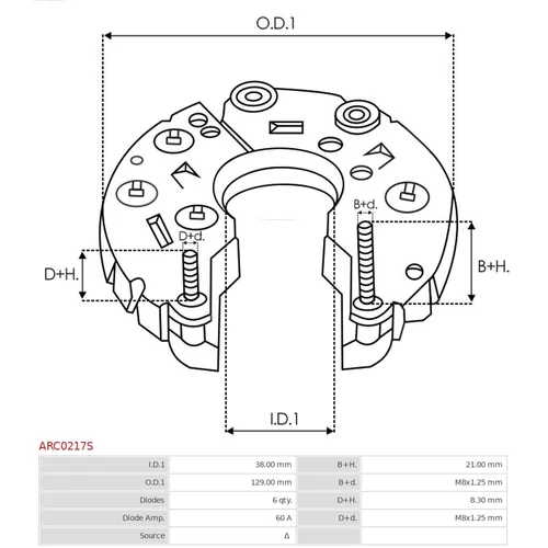 Usmerňovač alternátora AS-PL ARC0217S - obr. 2