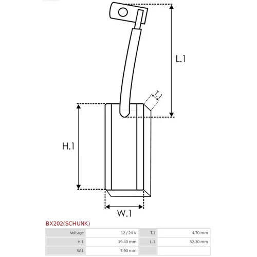 Uhlíkový zberač alternátora AS-PL BX202(SCHUNK) - obr. 1