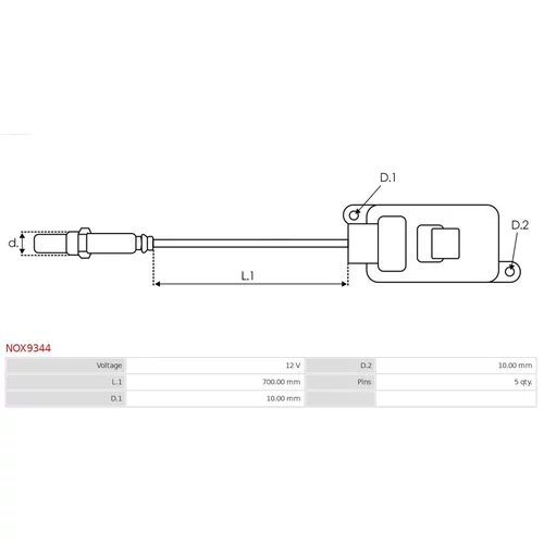 NOx-Sensor, vstrekovanie močoviny AS-PL NOX9344 - obr. 2