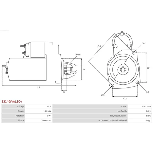 Štartér AS-PL S3140(VALEO) - obr. 4