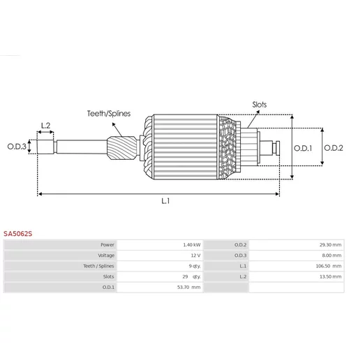 Rotor štartéra AS-PL SA5062S - obr. 1