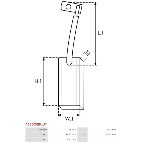 Uhlíkový zberač alternátora AS-PL AB5009(BULK) - obr. 1