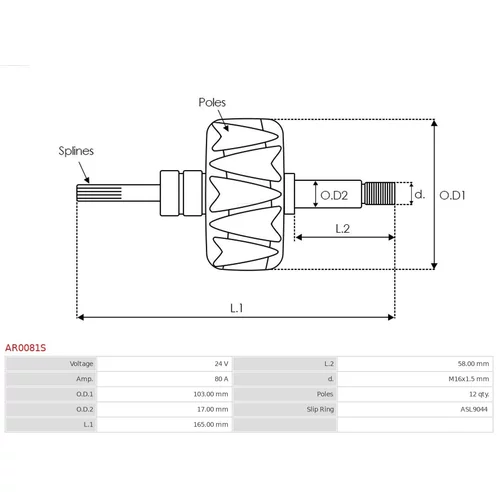 Rotor alternátora AS-PL AR0081S - obr. 1