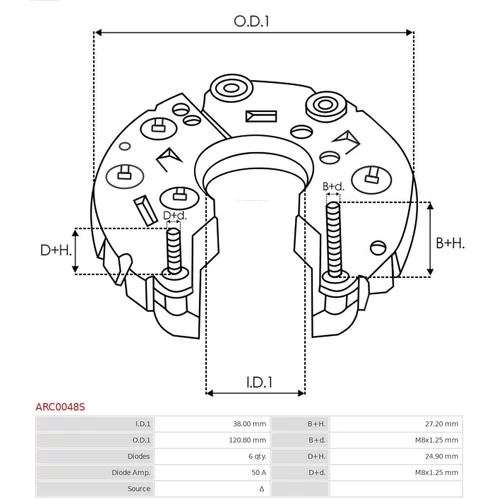 Usmerňovač alternátora AS-PL ARC0048S - obr. 2