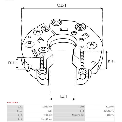 Usmerňovač alternátora ARC0066 /AS-PL/ - obr. 2