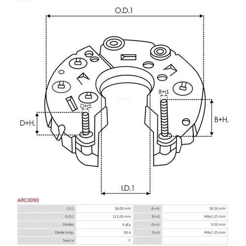 Usmerňovač alternátora ARC0090 /AS-PL/ - obr. 2