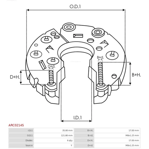 Usmerňovač alternátora AS-PL ARC0214S - obr. 2