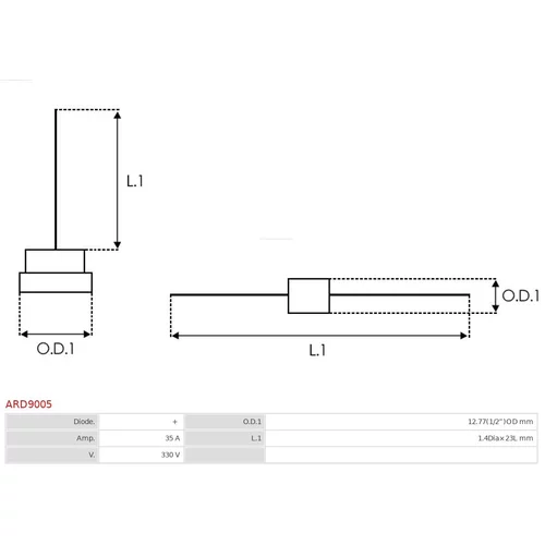 Usmerňovač alternátora AS-PL ARD9005 - obr. 1