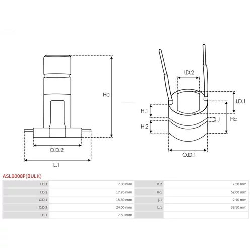 Klzný krúžok, alternátor ASL9008P(BULK) /AS-PL/