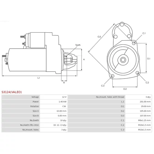 Štartér AS-PL S3124(VALEO) - obr. 4