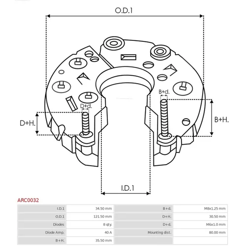 Usmerňovač alternátora AS-PL ARC0032 - obr. 2