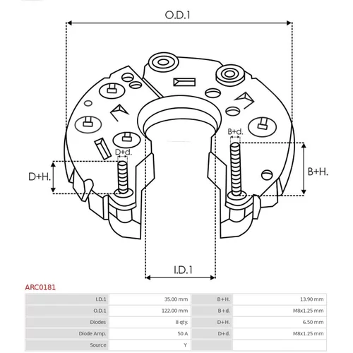 Usmerňovač alternátora AS-PL ARC0181 - obr. 2