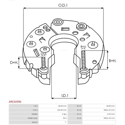 Usmerňovač alternátora AS-PL ARC0259S - obr. 2