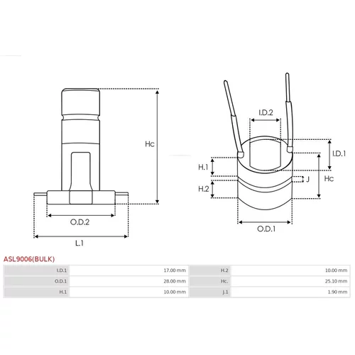 Klzný krúžok, alternátor ASL9006(BULK) /AS-PL/ - obr. 2