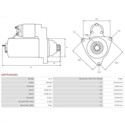 Štartér AS-PL S3075(VALEO) - obr. 4