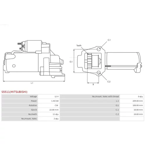 Štartér AS-PL S5511(MITSUBISHI) - obr. 4