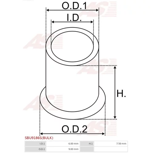 Puzdro, Hriadeľ štartéra AS-PL SBU9186S(BULK) - obr. 1