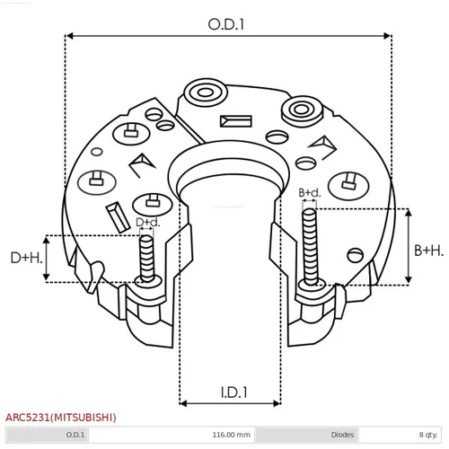 Usmerňovač alternátora AS-PL ARC5231(MITSUBISHI) - obr. 2