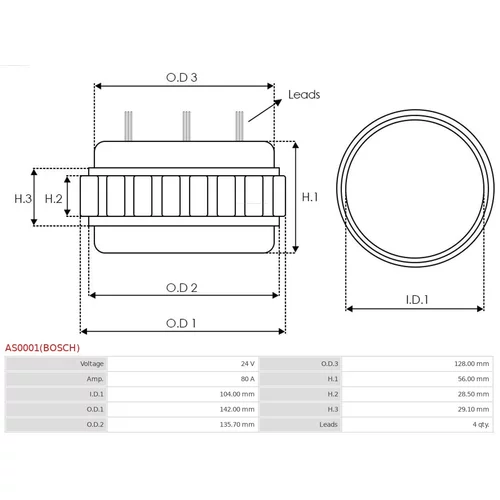 Stator, generátor AS0001(BOSCH) /AS-PL/