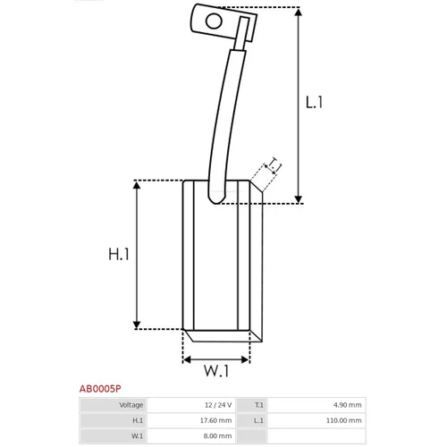 Uhlíkový zberač alternátora AS-PL AB0005P - obr. 1