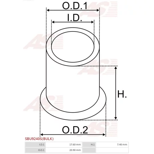 Puzdro, Hriadeľ štartéra AS-PL SBU9240S(BULK) - obr. 1