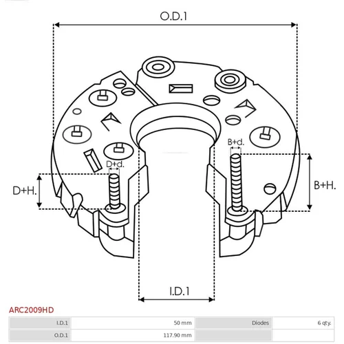 Usmerňovač alternátora AS-PL ARC2009HD - obr. 2