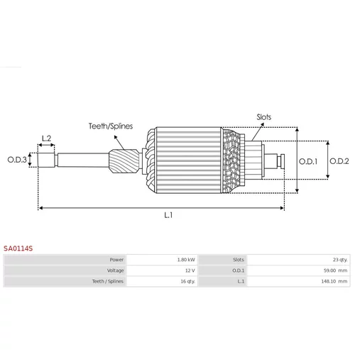 Rotor štartéra AS-PL SA0114S - obr. 1