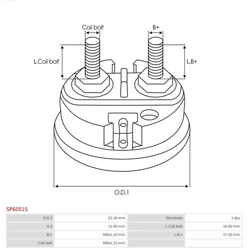 Uzáver, relé štartéra SP6051S /AS-PL/ - obr. 1