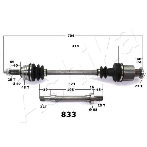 Hnací hriadeľ ASHIKA 62-08-833 - obr. 1