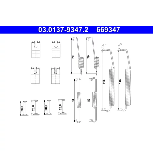 Sada príslušenstva brzdovej čeľuste ATE 03.0137-9347.2