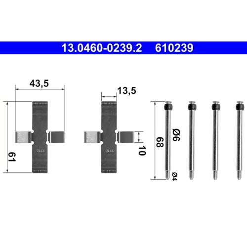 Sada príslušenstva obloženia kotúčovej brzdy ATE 13.0460-0239.2