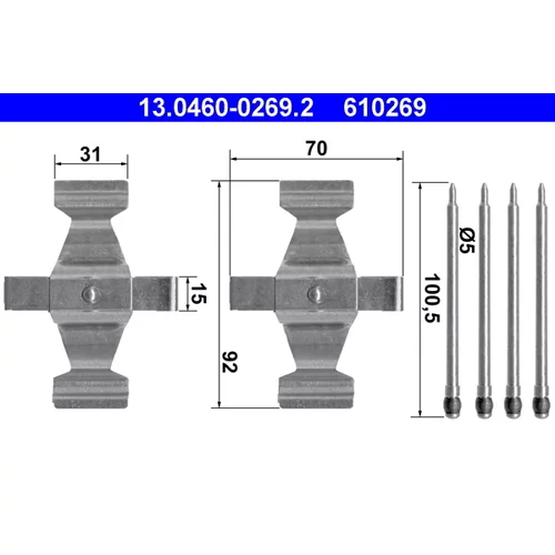 Sada príslušenstva obloženia kotúčovej brzdy ATE 13.0460-0269.2