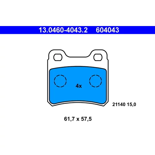 Sada brzdových platničiek kotúčovej brzdy ATE 13.0460-4043.2