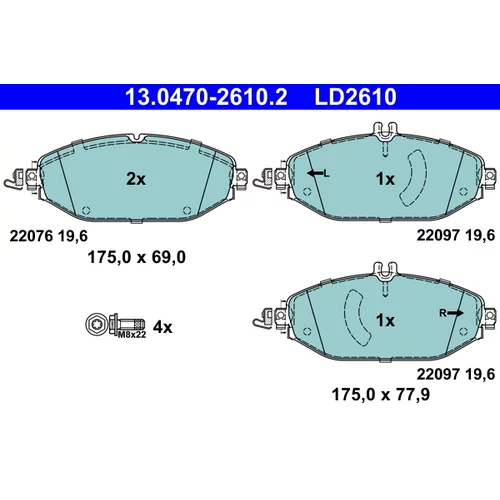 Sada brzdových platničiek kotúčovej brzdy 13.0470-2610.2 /ATE/