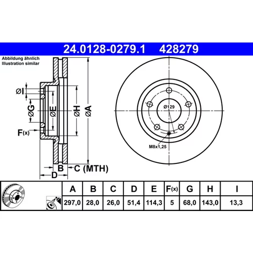 Brzdový kotúč ATE 24.0128-0279.1