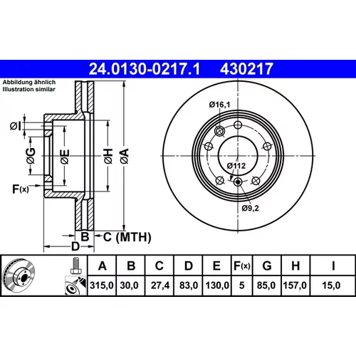 Brzdový kotúč ATE 24.0130-0217.1