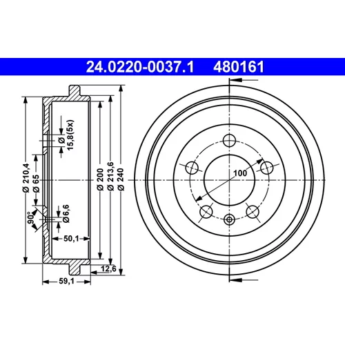 Brzdový bubon ATE 24.0220-0037.1