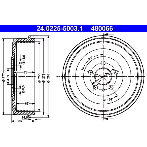 Brzdový bubon ATE 24.0225-5003.1